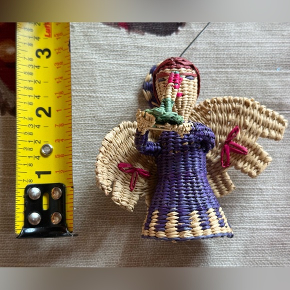 VTG Handmade Reed/Wicker Straw Angel Ornament South American Mexican - Picture 1 of 3